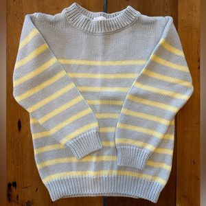 NWOT minnow pale blue and yellow striped knit sweater size 3T / 4T